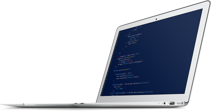 Image of a laptop with code displaying on the screen