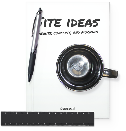 Image of a notepad with site concept notes